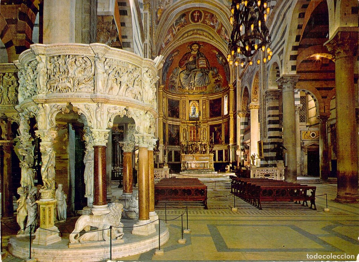 Cartoline: Postal Interior Duomo de Pisa - P&uacute;lpito de Giovanni Pisano y Altar Mayor