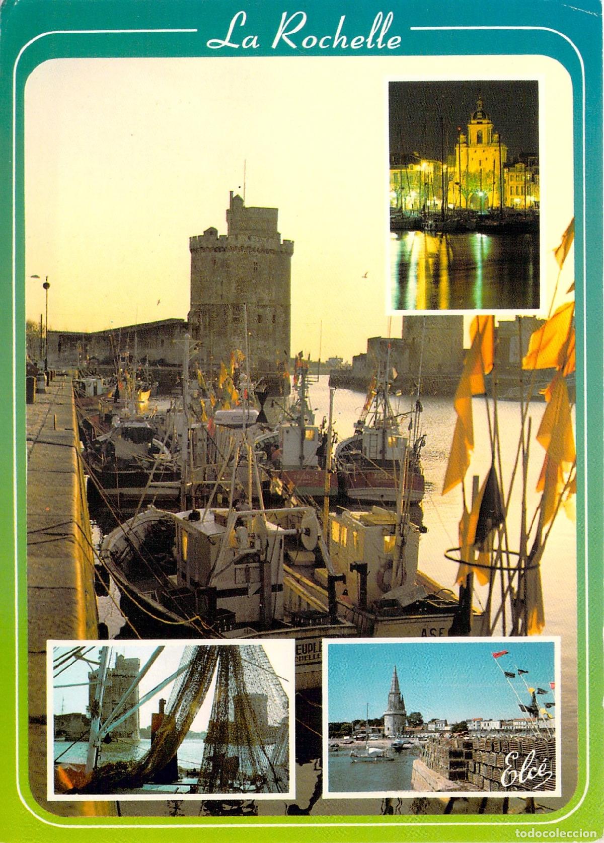 Cartoline: Postal LA ROCHELLE Francia. Vista del Viejo Puerto y la Torre Saint-Nicolas.