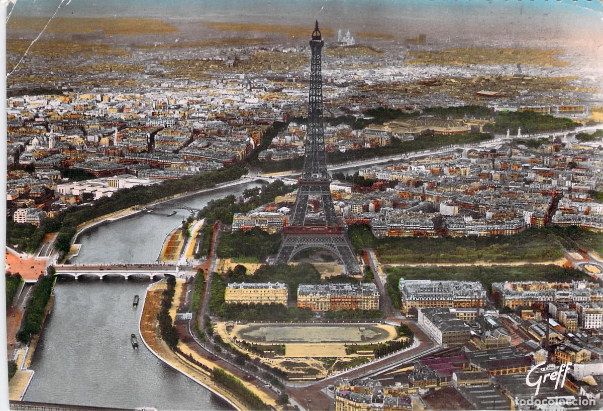 Cartes Postales: Postal Par&iacute;s Vista A&eacute;rea, Torre Eiffel, R&iacute;o Sena y Sacr&eacute;-C&oelig;ur