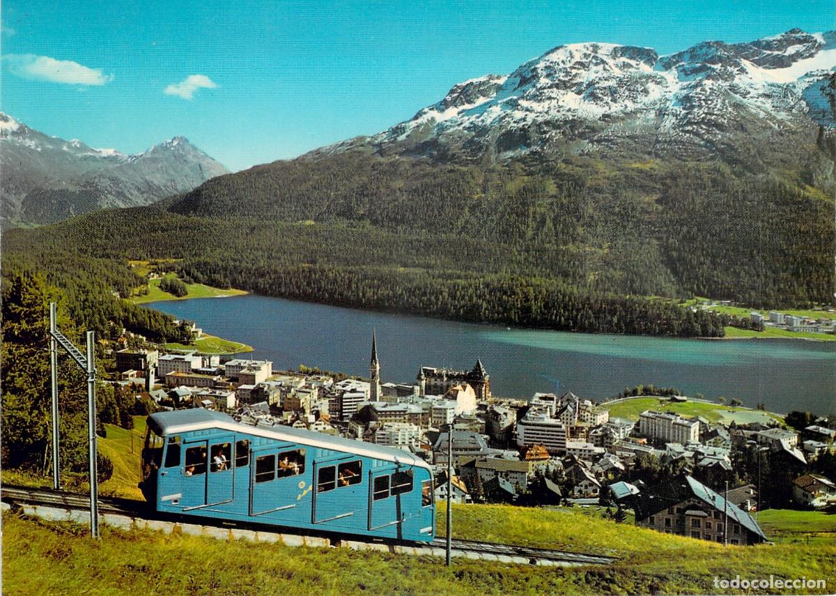 Cartes Postales: Postal St. Moritz Suiza Panorama Funicular Chantarellabahn Alpes Graub&uuml;nden