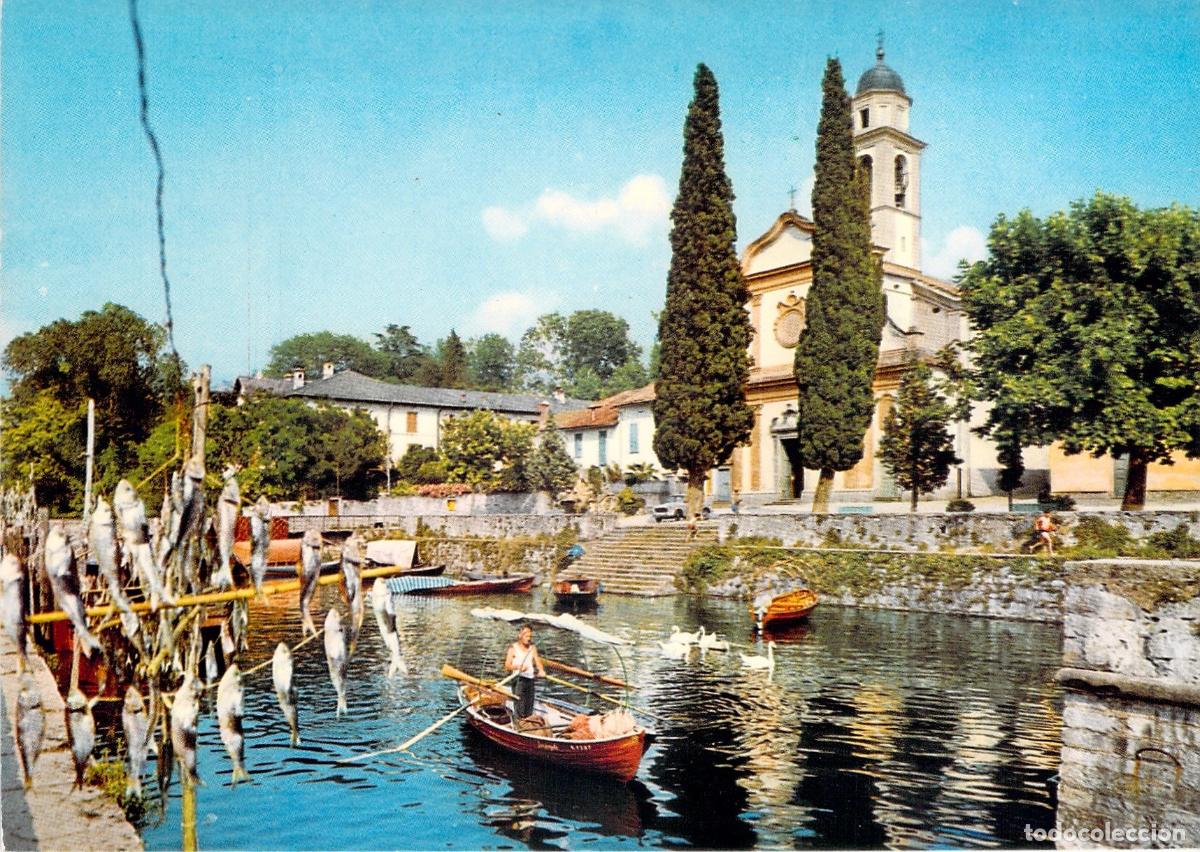 Cartes Postales: Postal de Bellagio S. Giovanni, Lago Como, Escena de Pesca y Barcas