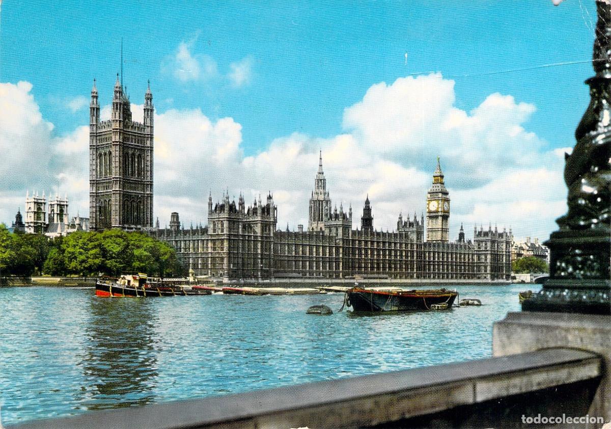 Postcards: Postal Londres Palacio de Westminster y Big Ben desde el R&iacute;o T&aacute;mesis UK