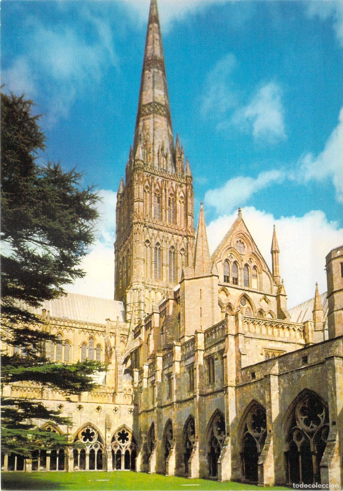 Postkarten: Postal Salisbury Catedral Claustros Aguja Arquitectura G&oacute;tica Reino Unido
