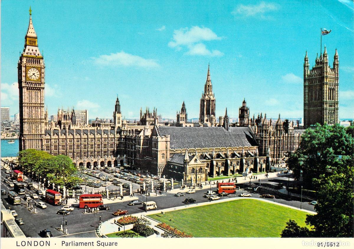 Postkarten: Postal Londres: Plaza del Parlamento, Casas del Parlamento y Big Ben, Reino Unido