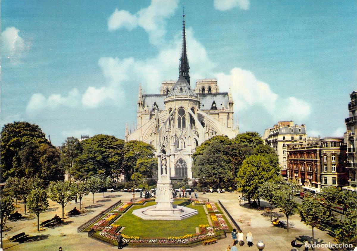 Postales: Postal Coleccionable Par&iacute;s Chevet Notre-Dame y Square de l'Archev&ecirc;ch&eacute;