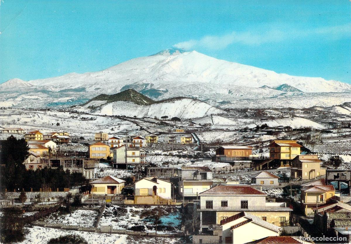 Postkarten: Postal Monte Etna Nevado, Vista Panor&aacute;mica desde Nicolosi, Sicilia, Italia