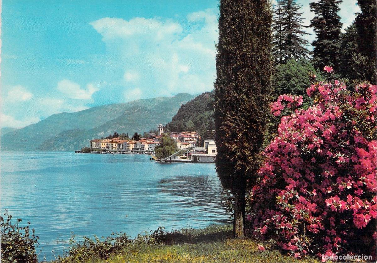 Cartes Postales: Postal Bellagio Lago di Como Visto desde la Villa Melzi Panor&aacute;mica Flores