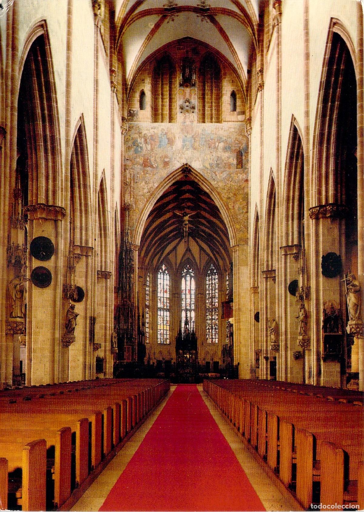 Postkarten: Postal Ulm M&uuml;nster Alemania Interior Nave G&oacute;tica con Siller&iacute;a y Coro
