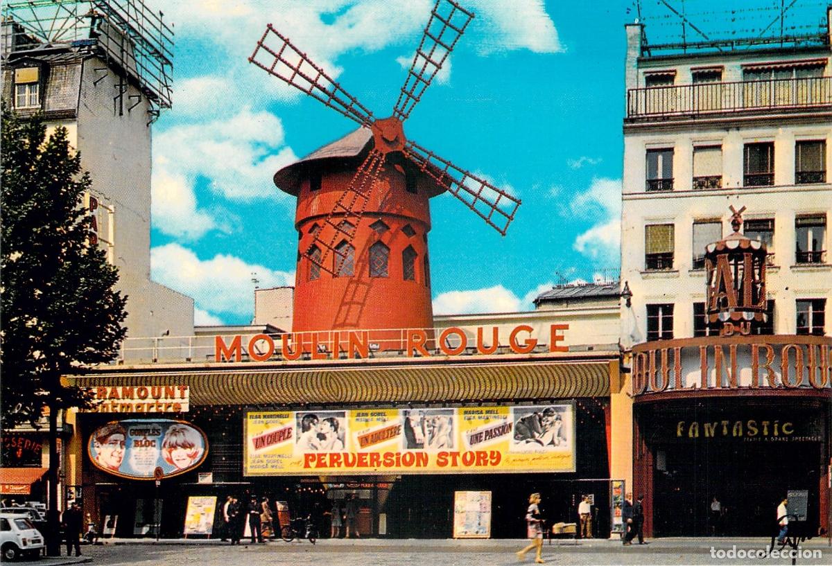 Cartes Postales: Postal Color Moulin Rouge, Montmartre, Par&iacute;s, Francia, Cabaret Famoso