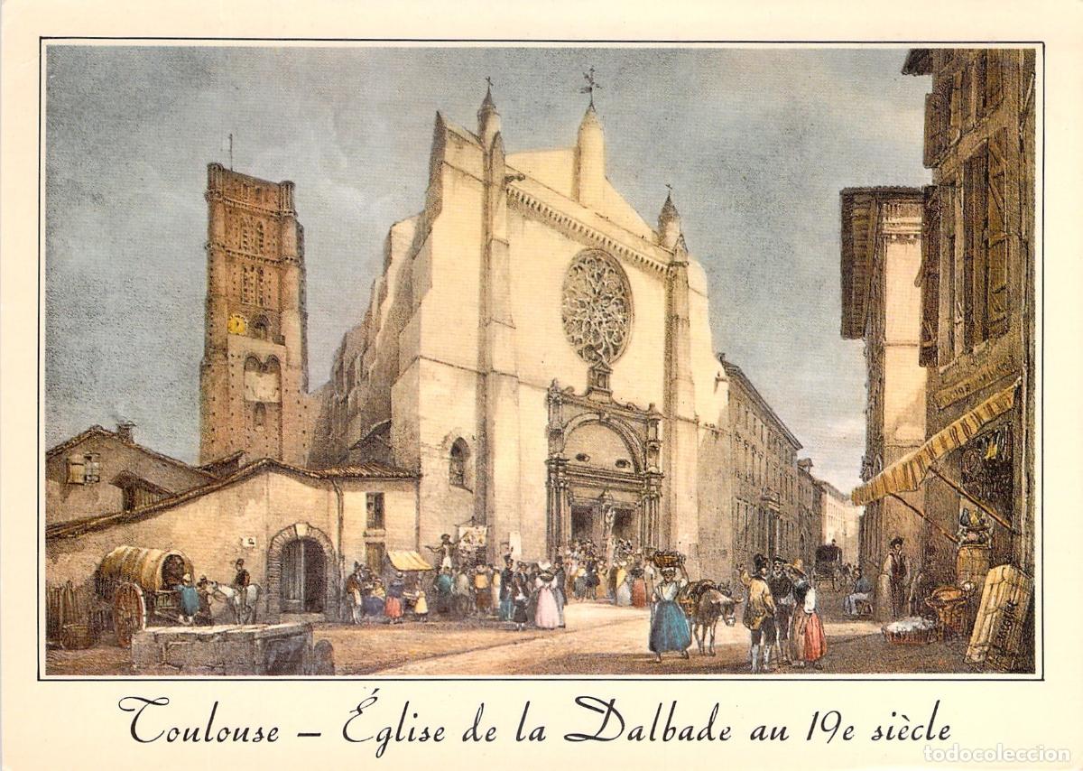 Cartoline: Postal Toulouse: Iglesia de la Dalbade, Escena Callejera, Litograf&iacute;a Ch. Mercereau