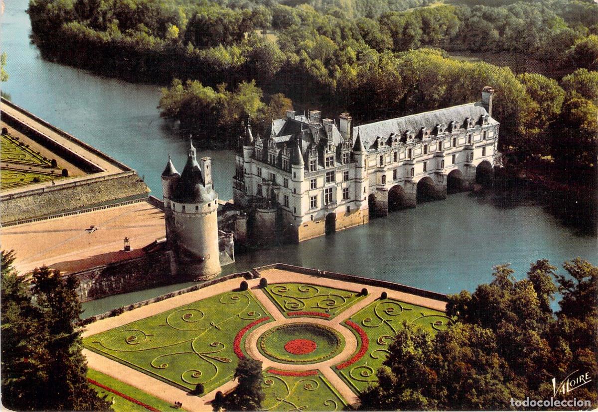 Cartes Postales: Postal Castillo de Chenonceau, Vista A&eacute;rea, Jardines, Valle del Loira, Francia
