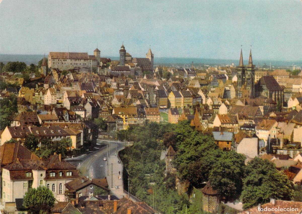 Cartoline: Postal Panor&aacute;mica N&uacute;remberg Alemania Vista del Castillo Kaiserburg