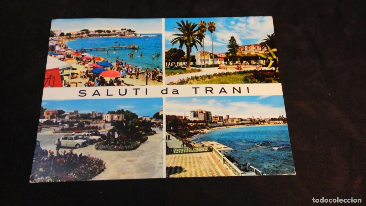Postales: POSTAL SALUDOS TRANI (PUGLIA) Italia 1972 Spiaggia Colonna Sello 40 L.