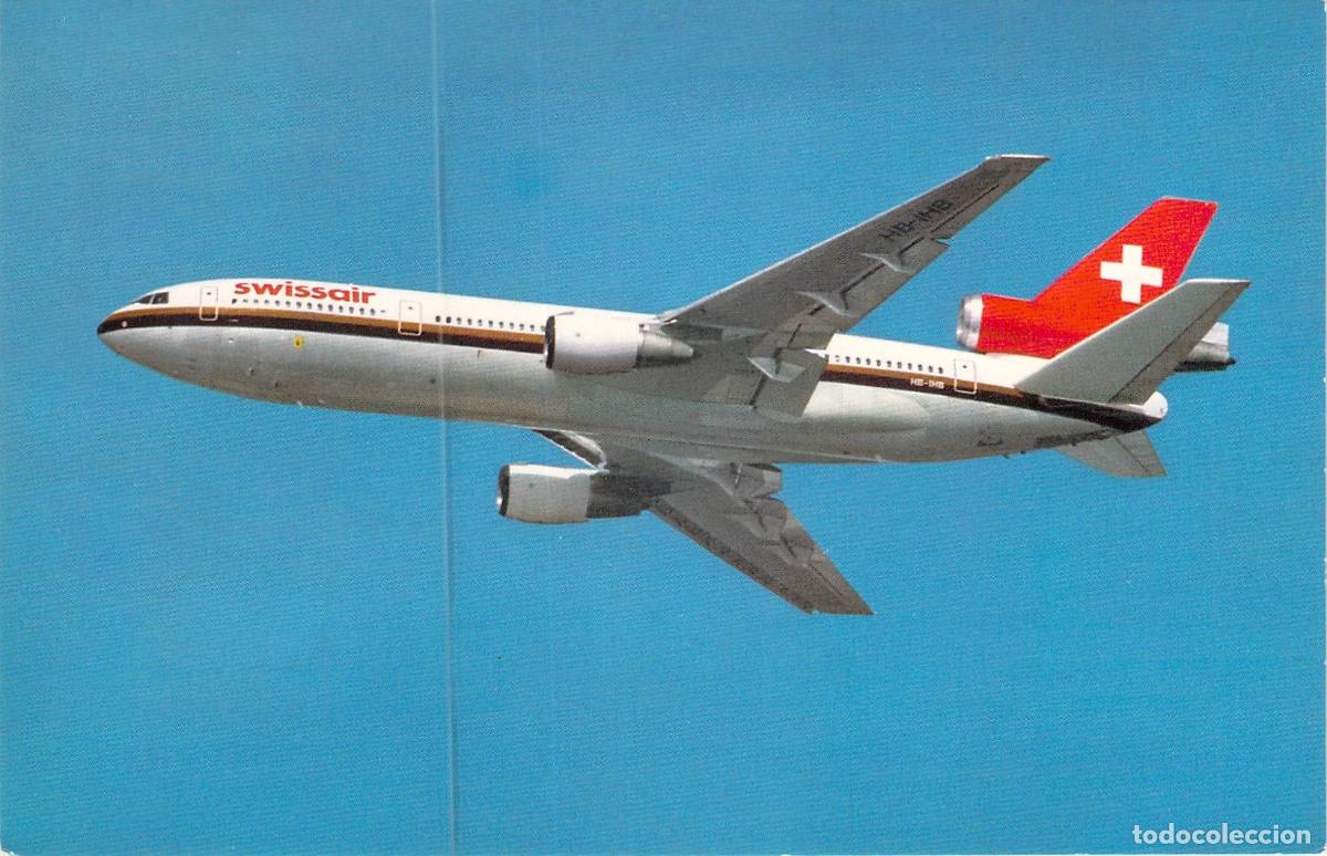 Postkarten: Postal Swissair Avi&oacute;n McDonnell Douglas DC-10-30 Transporte A&eacute;reo