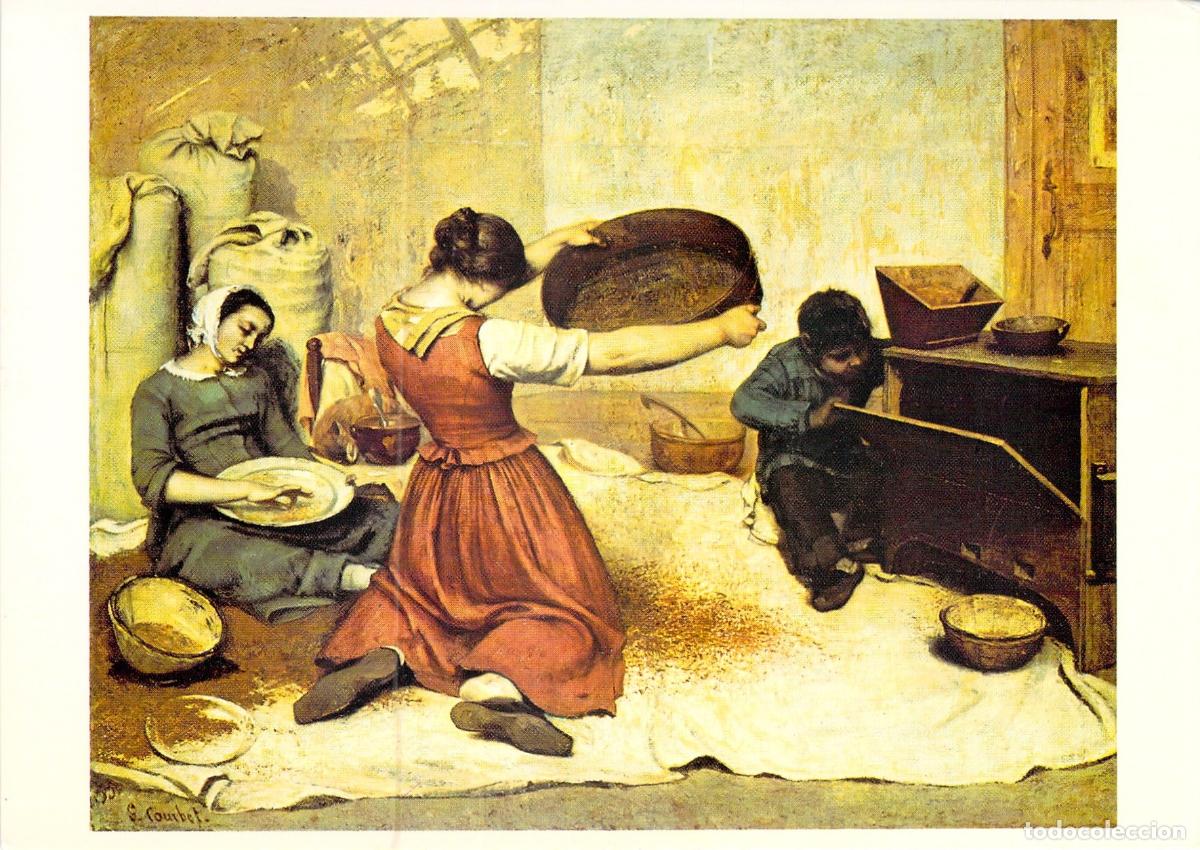 Postales: Postal Arte Gustave Courbet, &rdquo;Les Cribleuses de Bl&eacute;&rdquo;, Nantes, Francia
