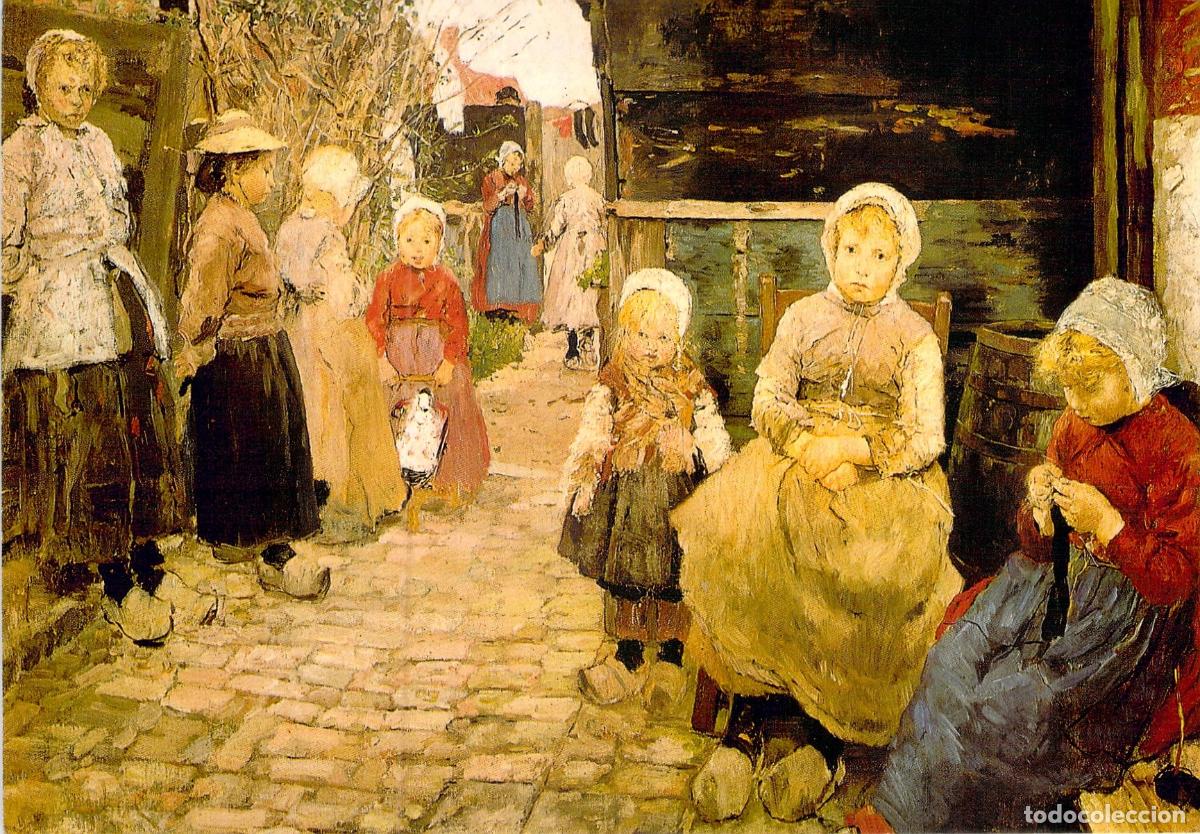 Postales: Postal Arte Fritz von Uhde Ni&ntilde;os Pescadores en Zandvoort Viena