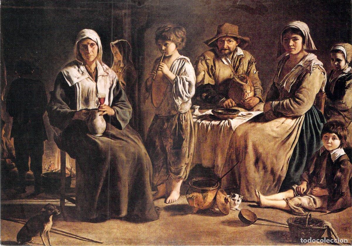 Postales: Postal Arte Louvre Par&iacute;s: &rdquo;Familia Campesina&rdquo; Louis Le Nain Reproducci&oacute;n