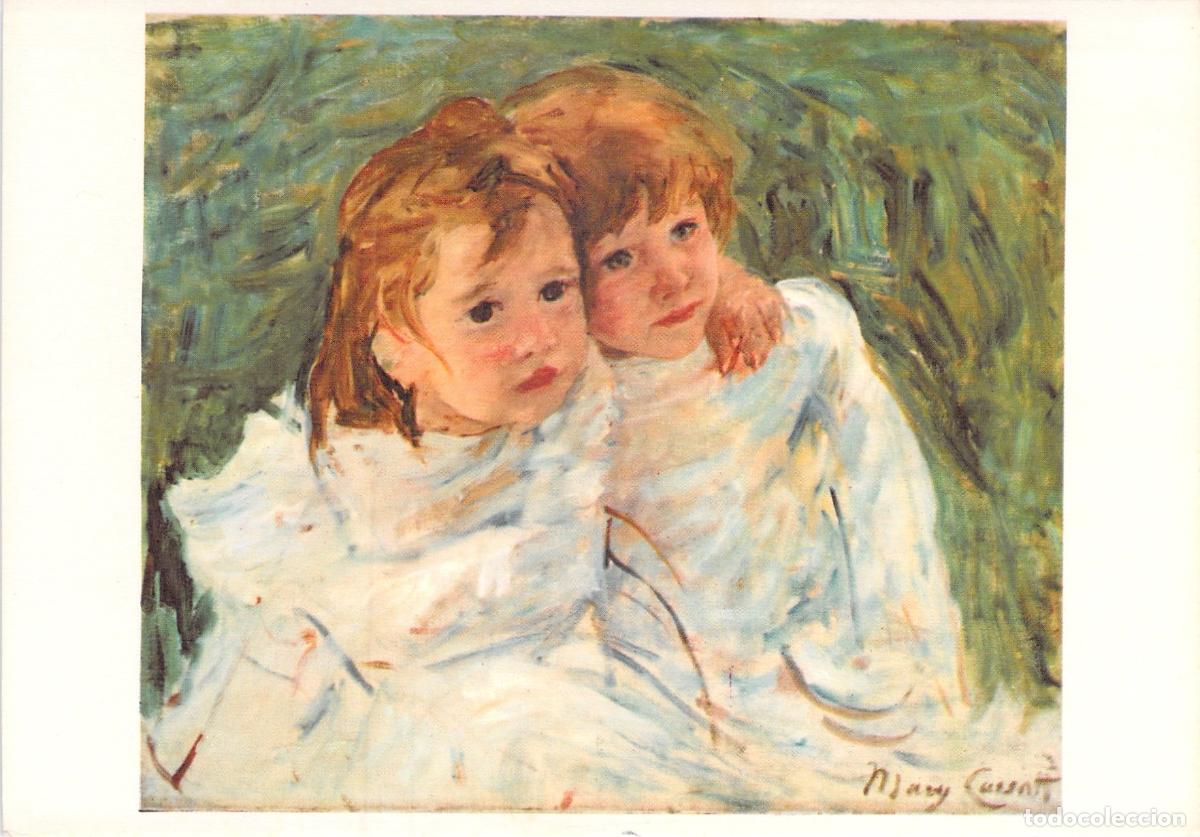 Postales: Postal de Arte: M. Cassatt - Les petites s&oelig;urs (Las hermanas), Retrato, Ni&ntilde;as.