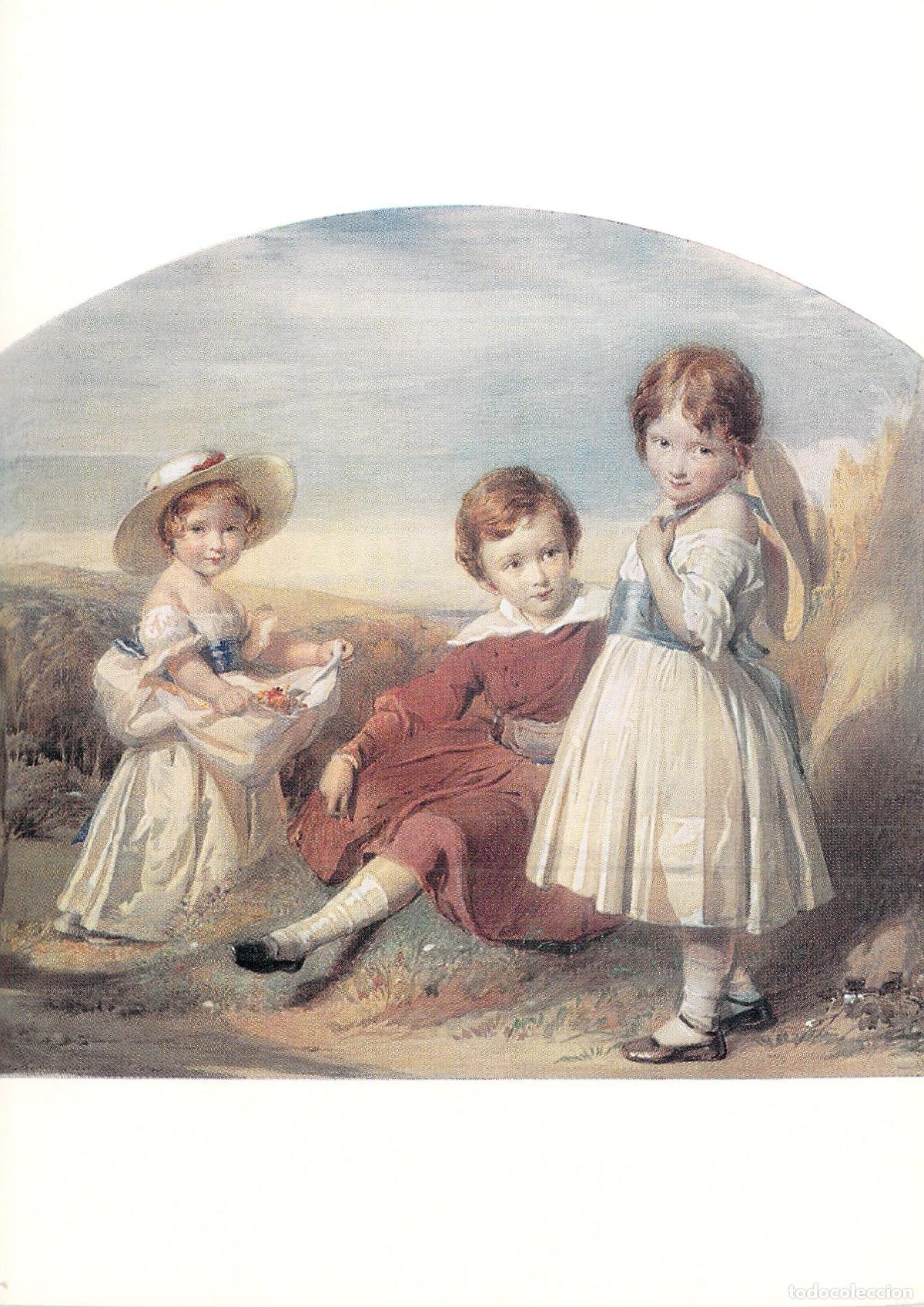 Postales: Postal Algernon Charles Swinburne Infantil con Hermanas, Acuarela G. Richmond