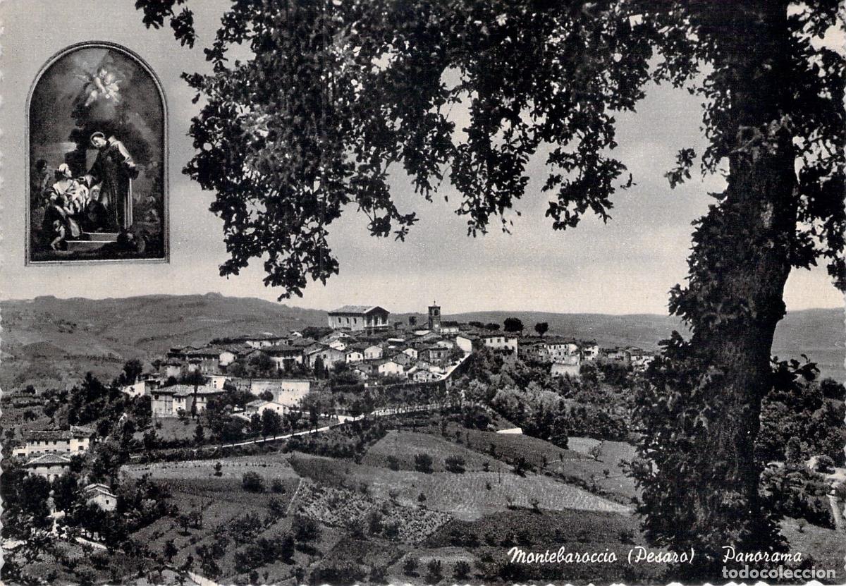 Postais: Postal Panorama Montebaroccio (Pesaro) Italia - Vista General y Santuario