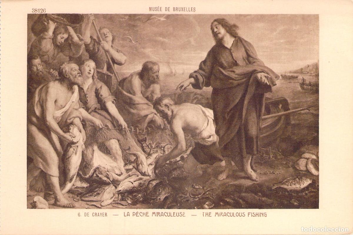 Postais: Postal La Pesca Milagrosa, G. de Crayer, Museo de Bruselas, Arte Religioso