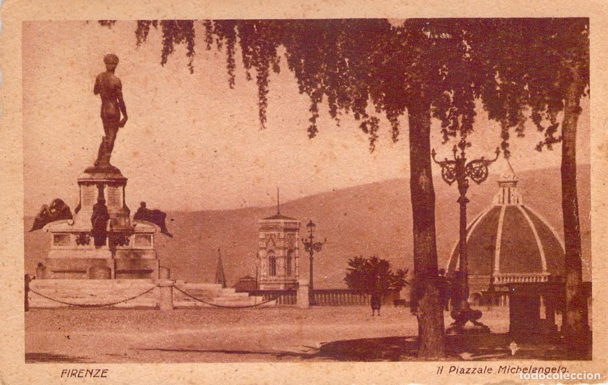 Cartes Postales: Postal Florencia, Piazzale Michelangelo, R&eacute;plica Estatua David, Italia.