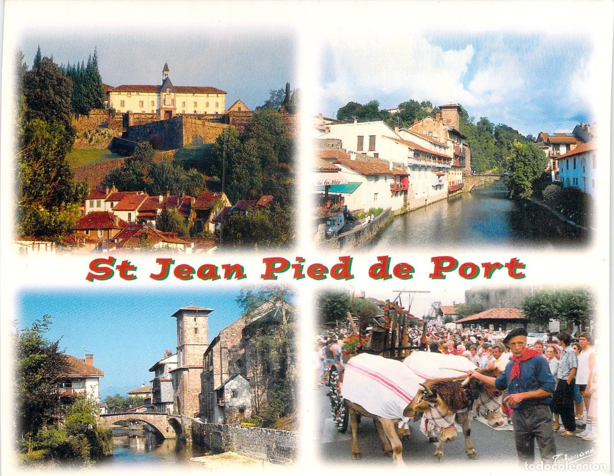 Cartoline: Postal St-Jean-Pied-de-Port, Pa&iacute;s Vasco Franc&eacute;s, Vistas M&uacute;ltiples de la Ciudad