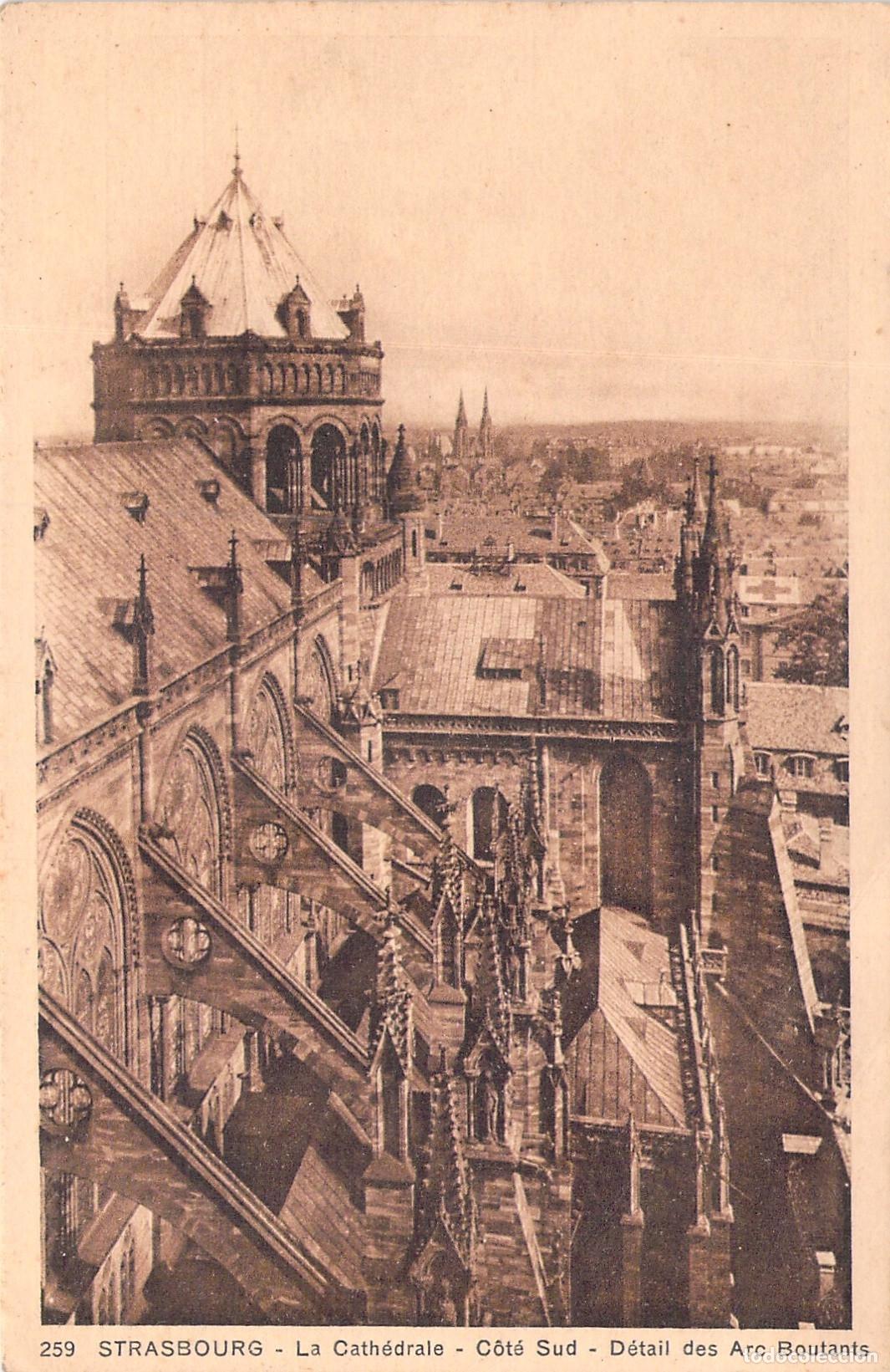 Postkarten: Postal Estrasburgo Catedral Notre Dame, Detalle Contrafuertes G&oacute;ticos