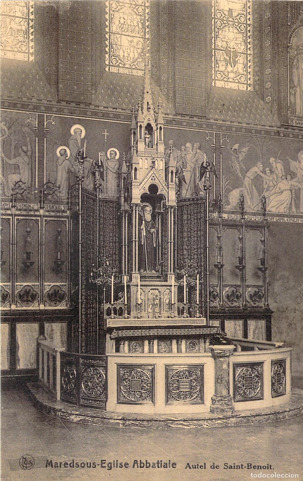 Postales: Postal Maredsous B&eacute;lgica - Interior Iglesia Abacial, Altar de San Benito
