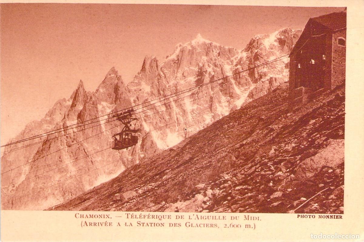 Cartoline: Postal Chamonix, Francia - Telef&eacute;rico Aiguille du Midi, Estaci&oacute;n Glaciers 2600m