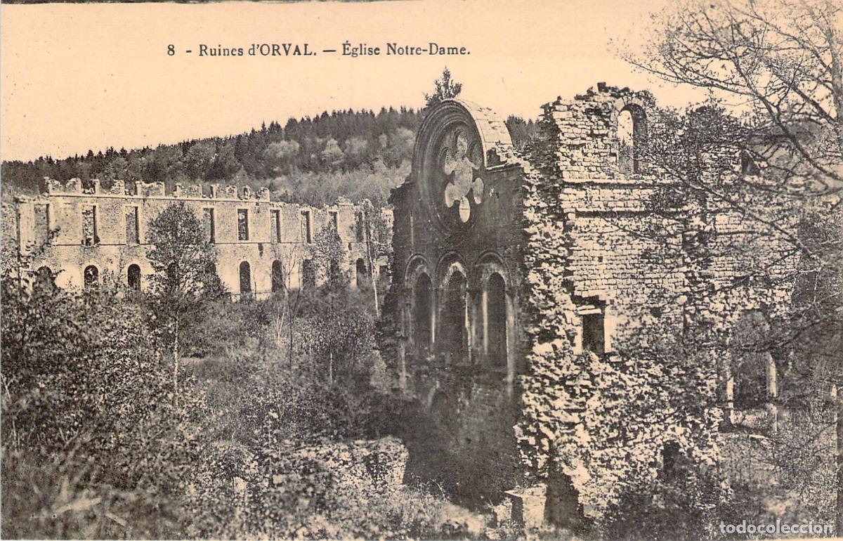 Cartoline: Postal Ruinas Abad&iacute;a de Orval, Iglesia Notre-Dame, B&eacute;lgica