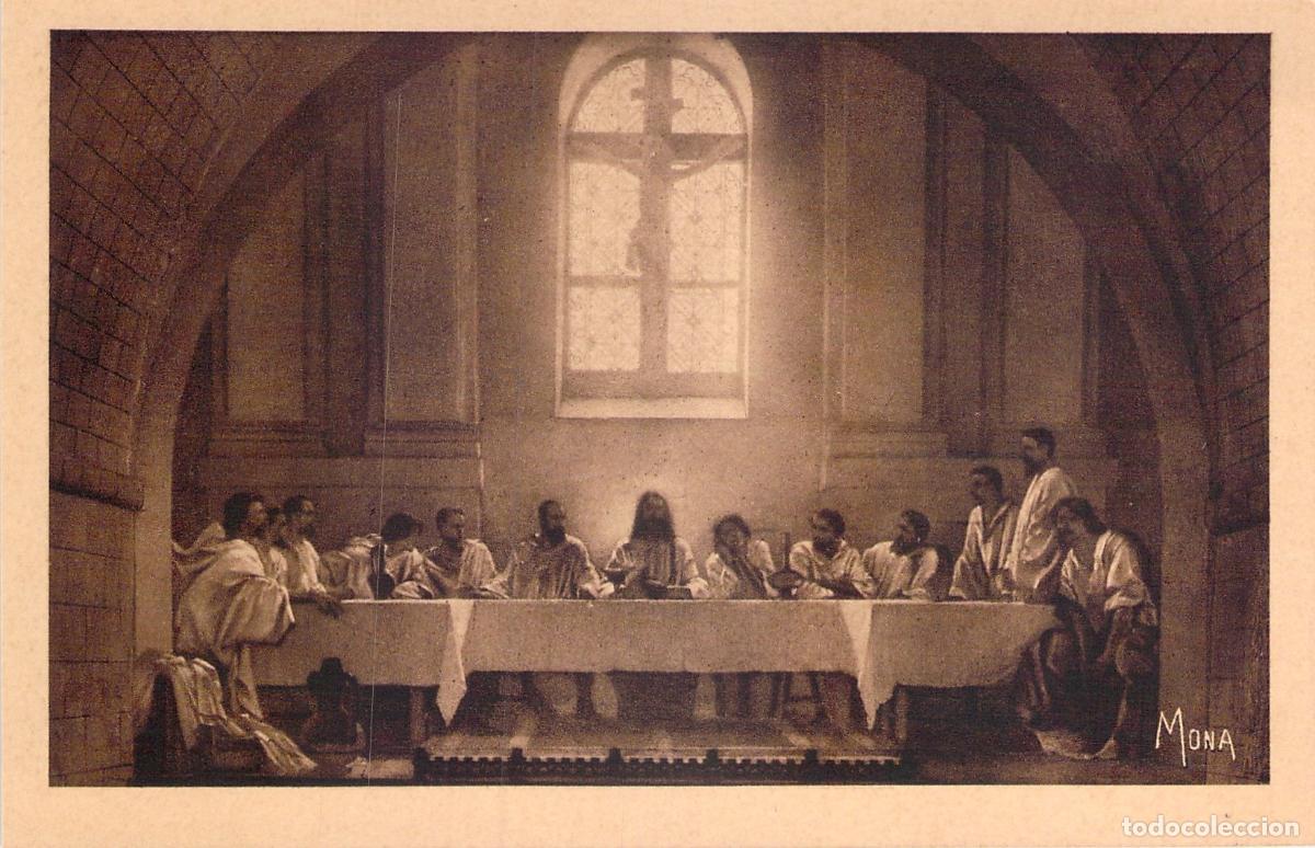Cartoline: Postal La &Uacute;ltima Cena, Pintura Monasterio Isla Saint-Honorat, Costa Azul, Francia