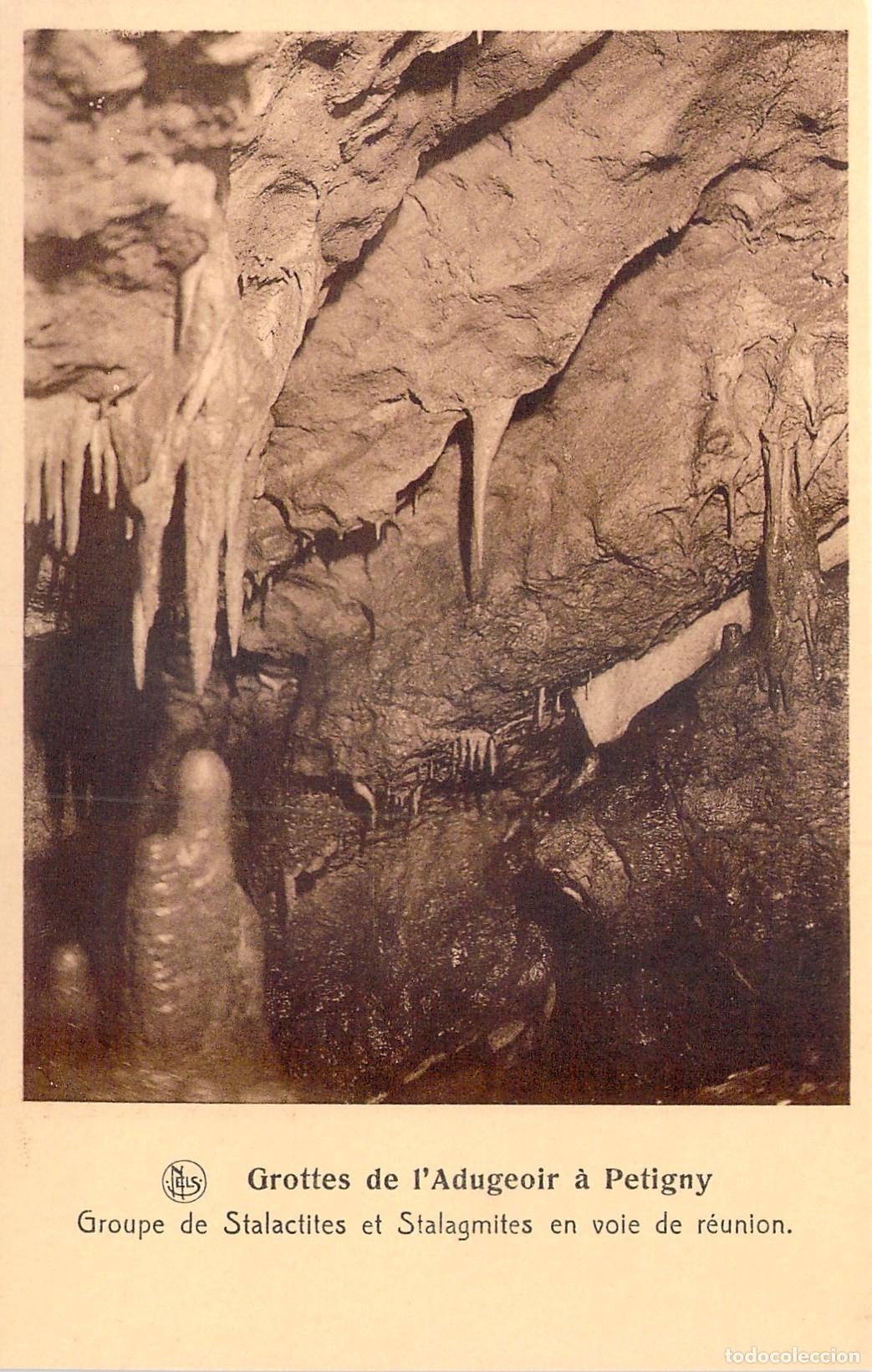 Postkarten: Postal Grutas Adugeoir Petigny, B&eacute;lgica. Estalactitas y Estalagmitas