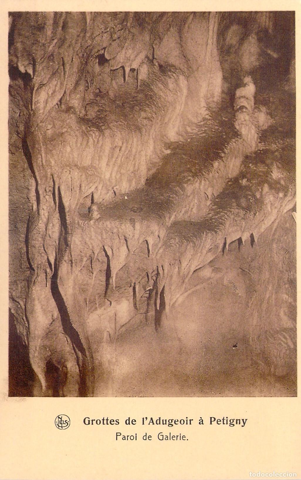 Postales: Postal Cueva Adugeoir Petigny B&eacute;lgica - Pared de Galer&iacute;a Formaci&oacute;n Geol&oacute;gica