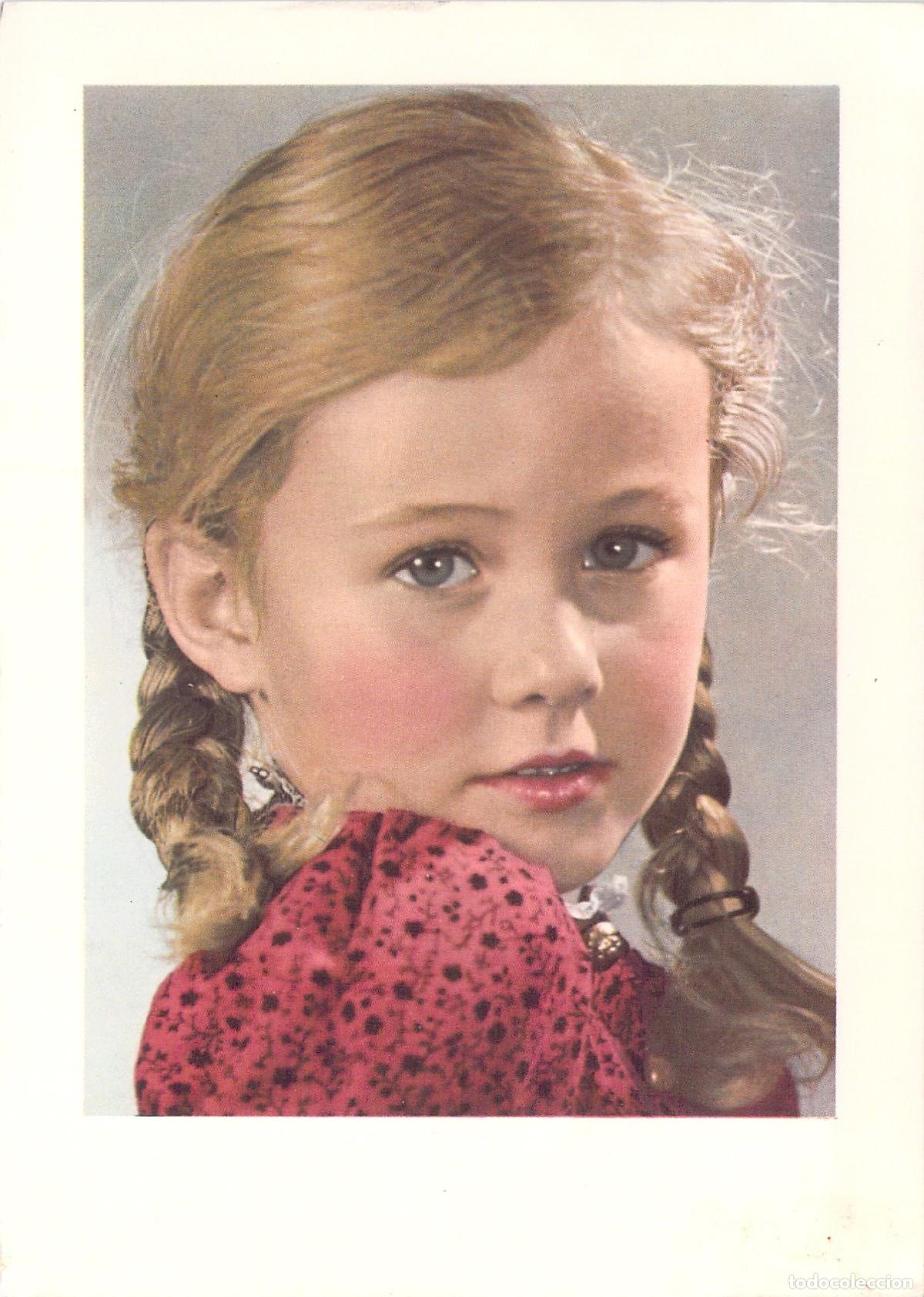 Postkarten: Postal de Retrato Infantil, Ni&ntilde;a Rubia con Trenzas, Foto Erich Heinemann