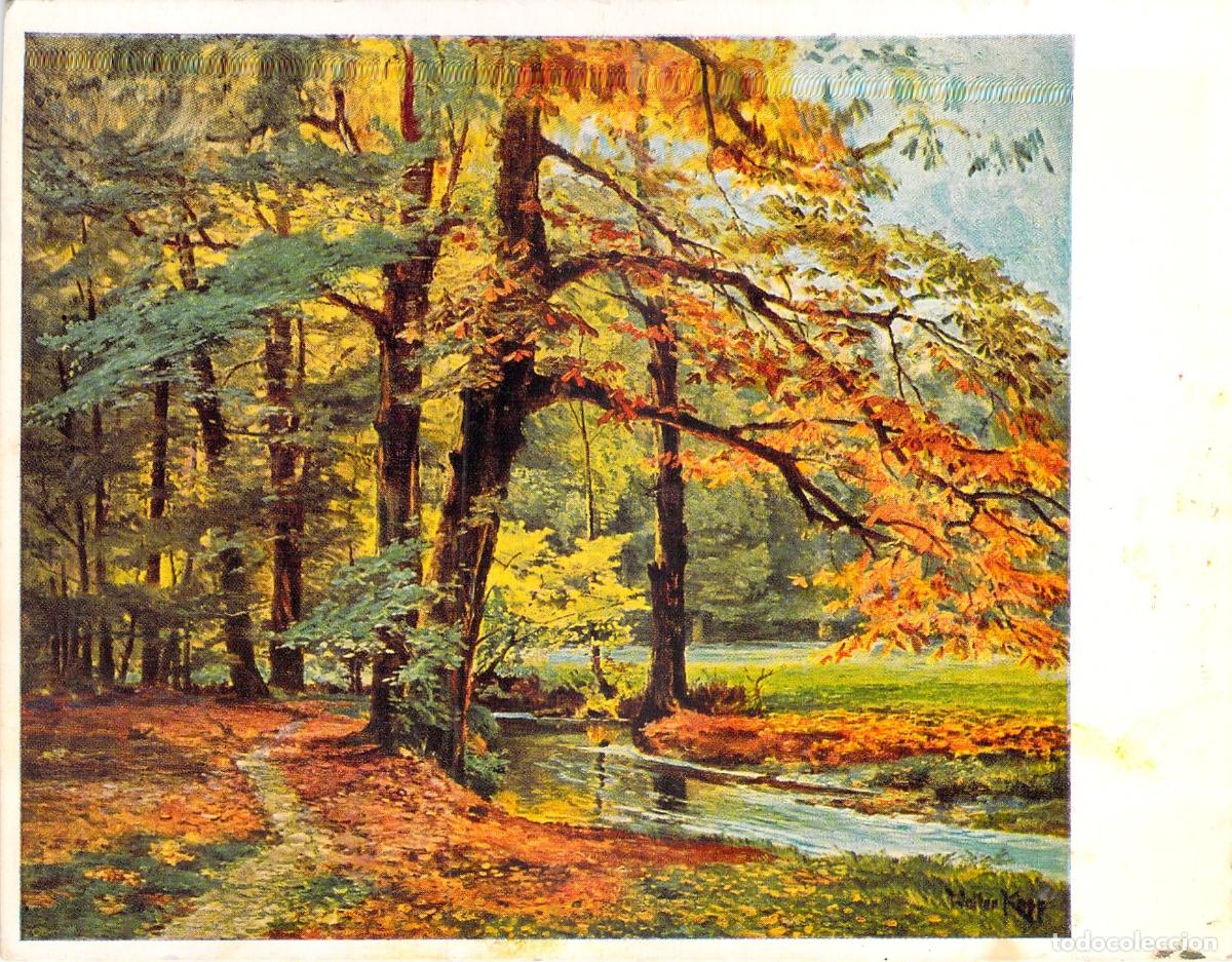 Postales: Postal Arte Walter Kopp: Herbstwald (Bosque de Oto&ntilde;o) Paisaje Alem&aacute;n