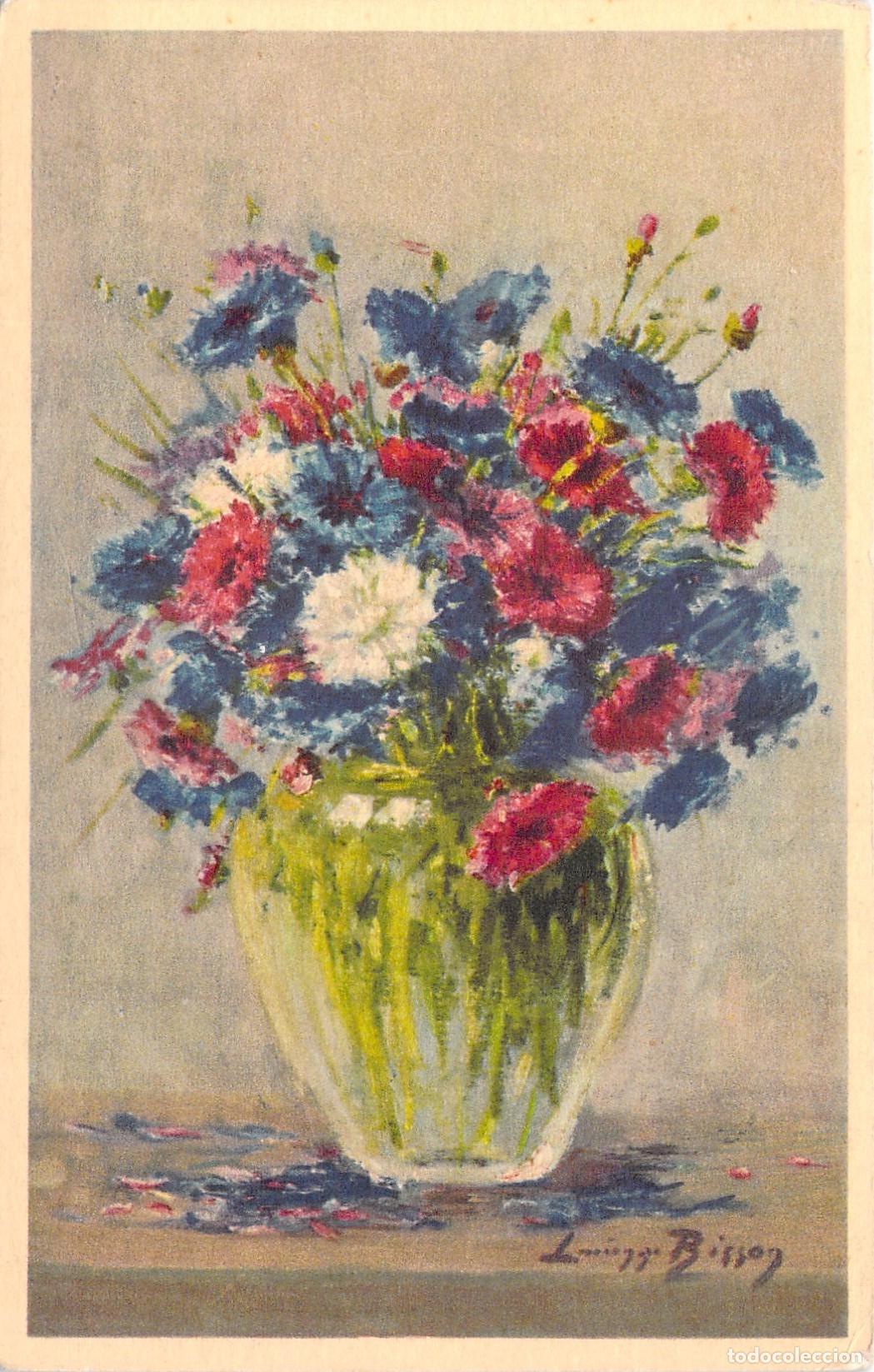 Postais: Postal de Arte: Jarr&oacute;n de Flores, Bodeg&oacute;n Floral de Luigi Bisson, Suiza