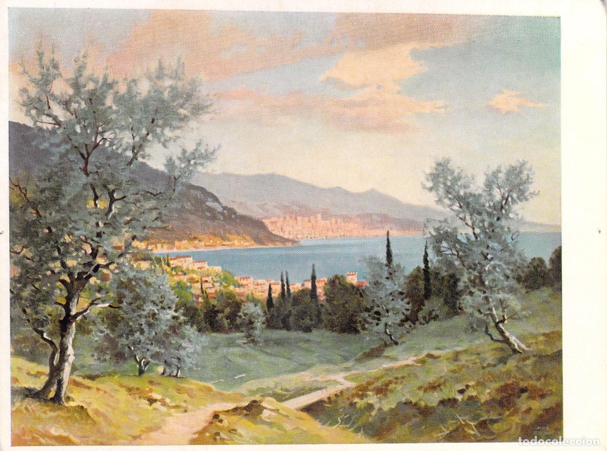 Cartoline: Postal de Arte: Bah&iacute;a cerca de G&eacute;nova, Italia, Pintura de Josef S&uuml;ssmayr