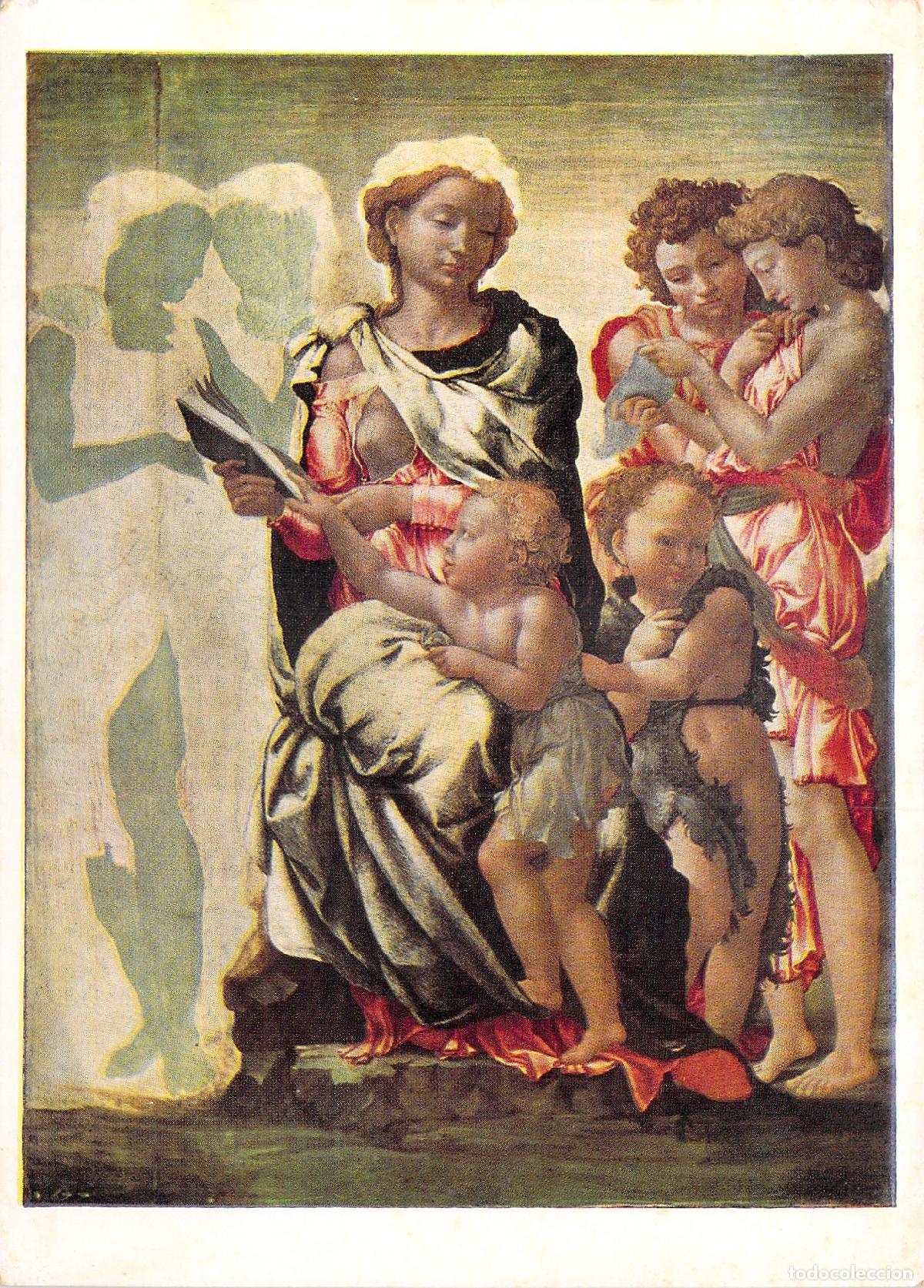 Postais: Postal Galer&iacute;a Nacional - Miguel &Aacute;ngel: La Virgen, el Ni&ntilde;o y &Aacute;ngeles