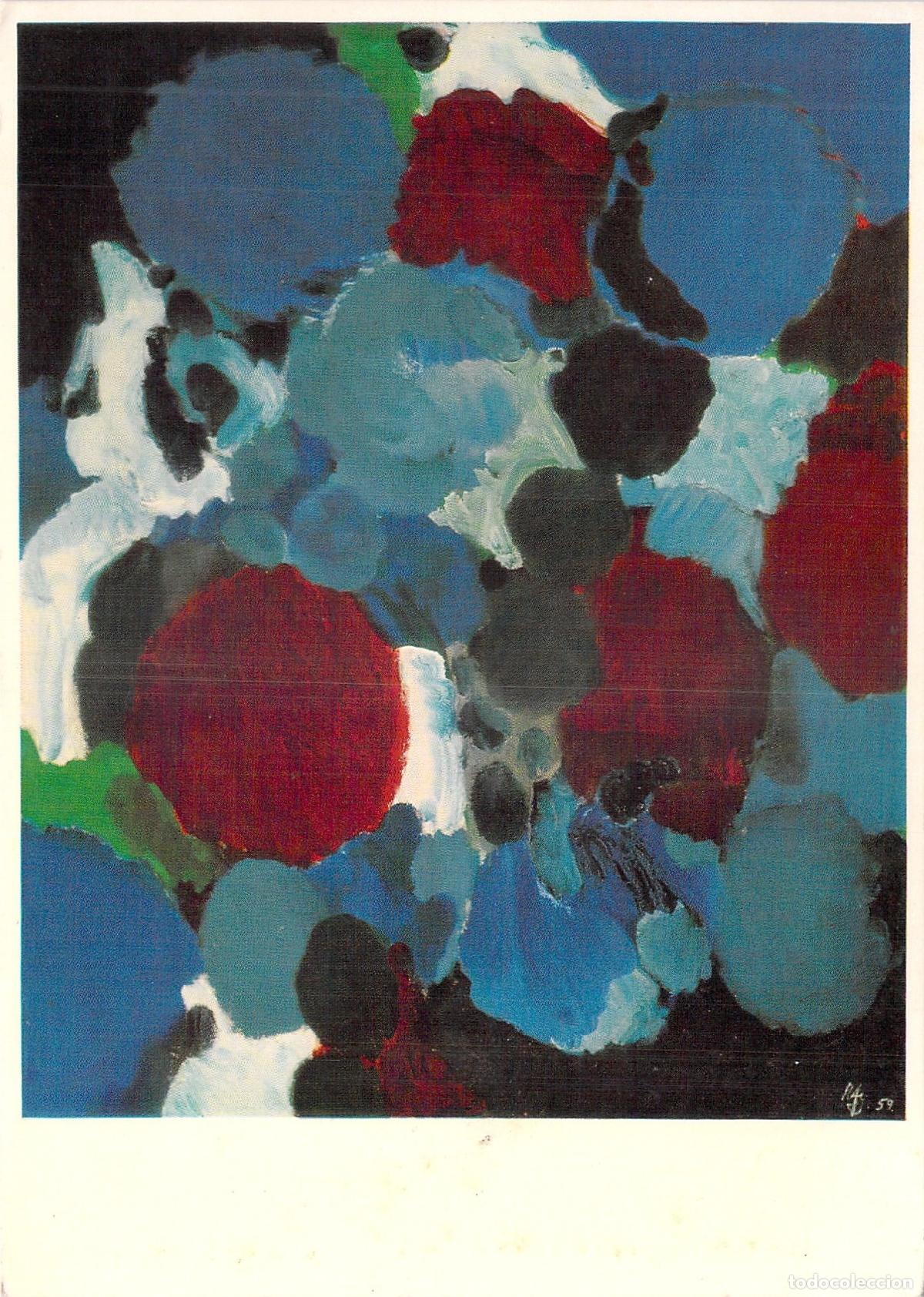 Postkarten: Postal Arte Abstracto E. W. Nay - &rdquo;Ontario Blau&rdquo; Museo de Basilea Suiza