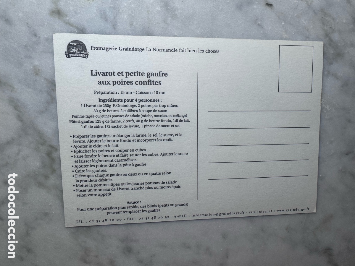 Postales: Postal QUESO FORMAGE GRAINDORGE DE LIVAROT - Foto 2
