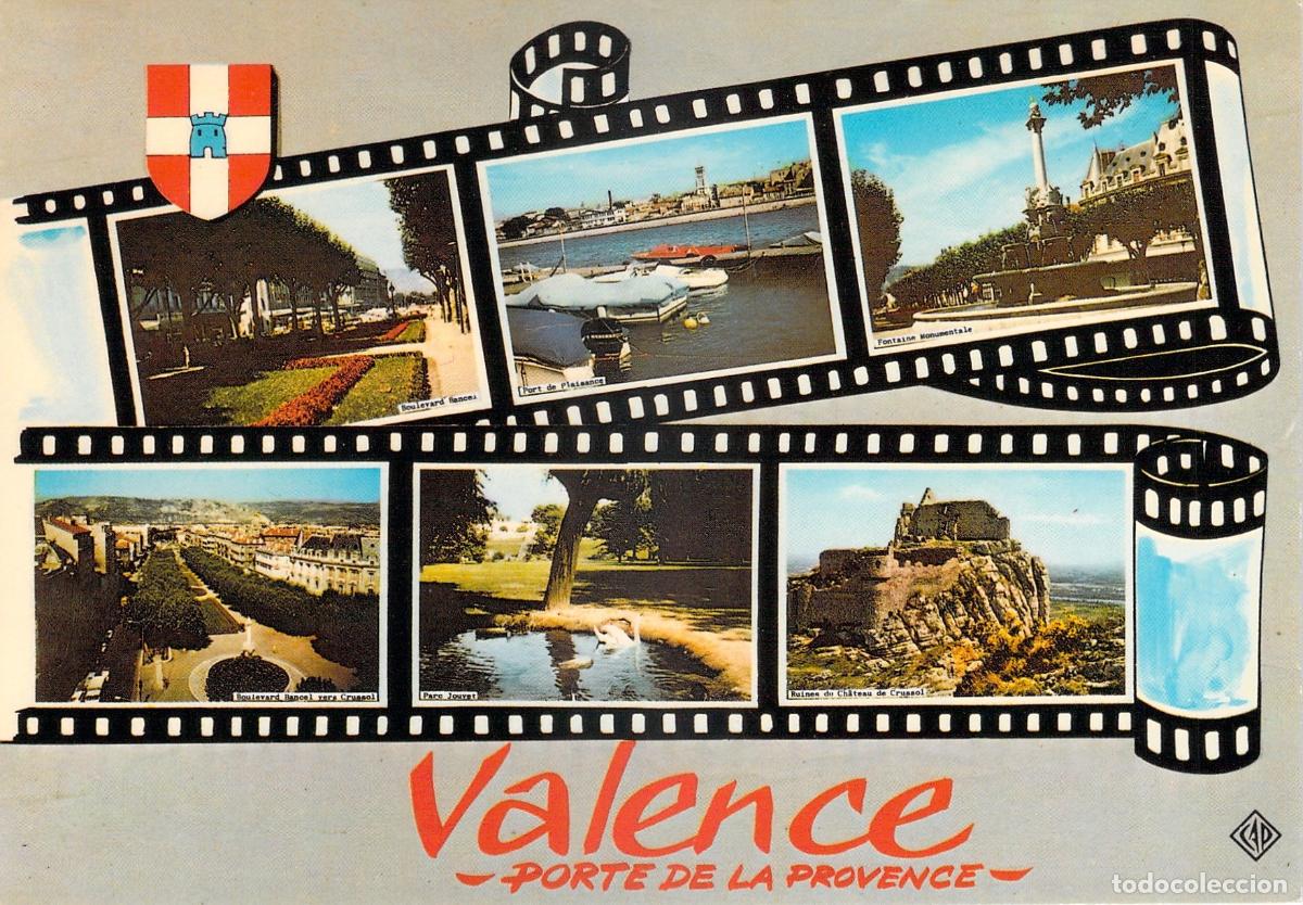 Cartes Postales: Postal de Vistas M&uacute;ltiples de Valence, Francia - Puerto y Castillo de Crussol