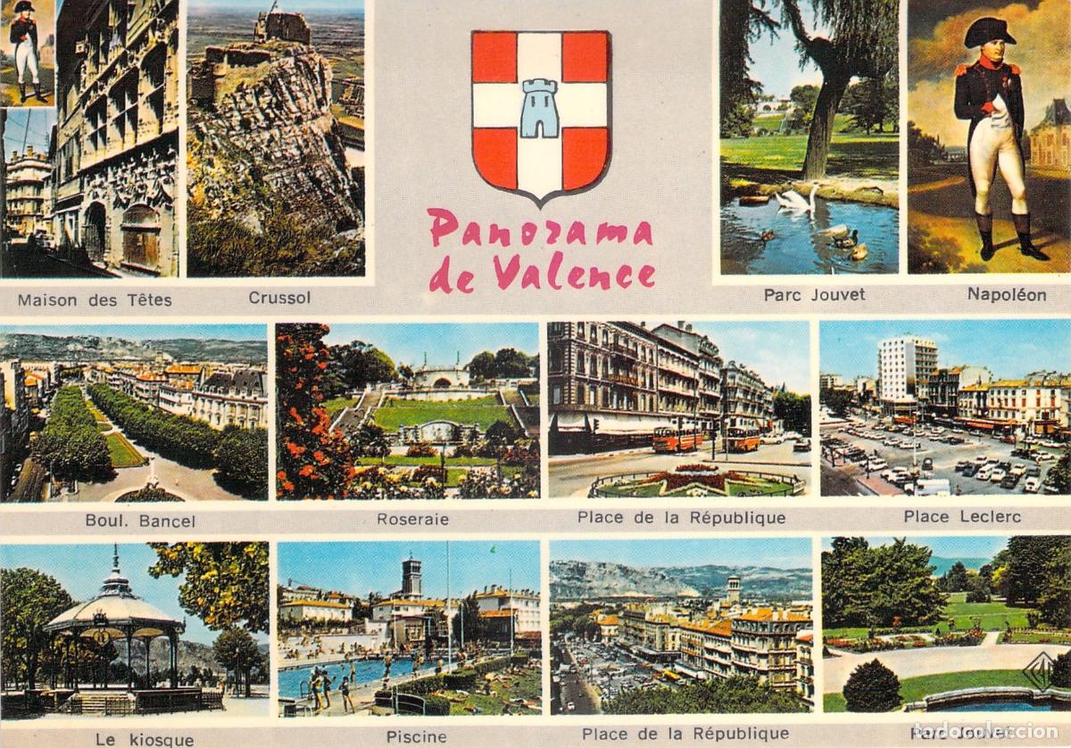 Postais: Postal Panorama de Valence, Francia. Vistas M&uacute;ltiples de la Ciudad y Monumentos