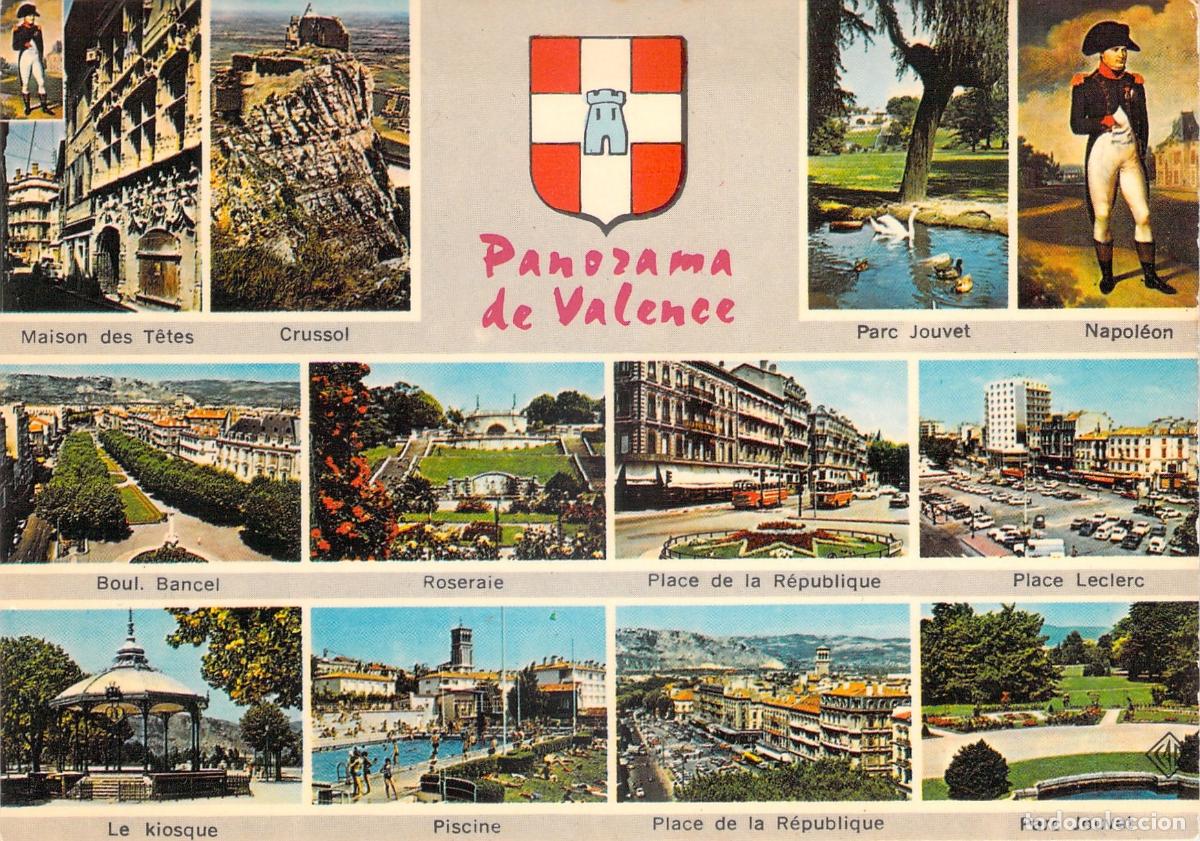 Cartes Postales: Postal M&uacute;ltiple Valence, Francia - Panor&aacute;mica de la Ciudad y Monumentos
