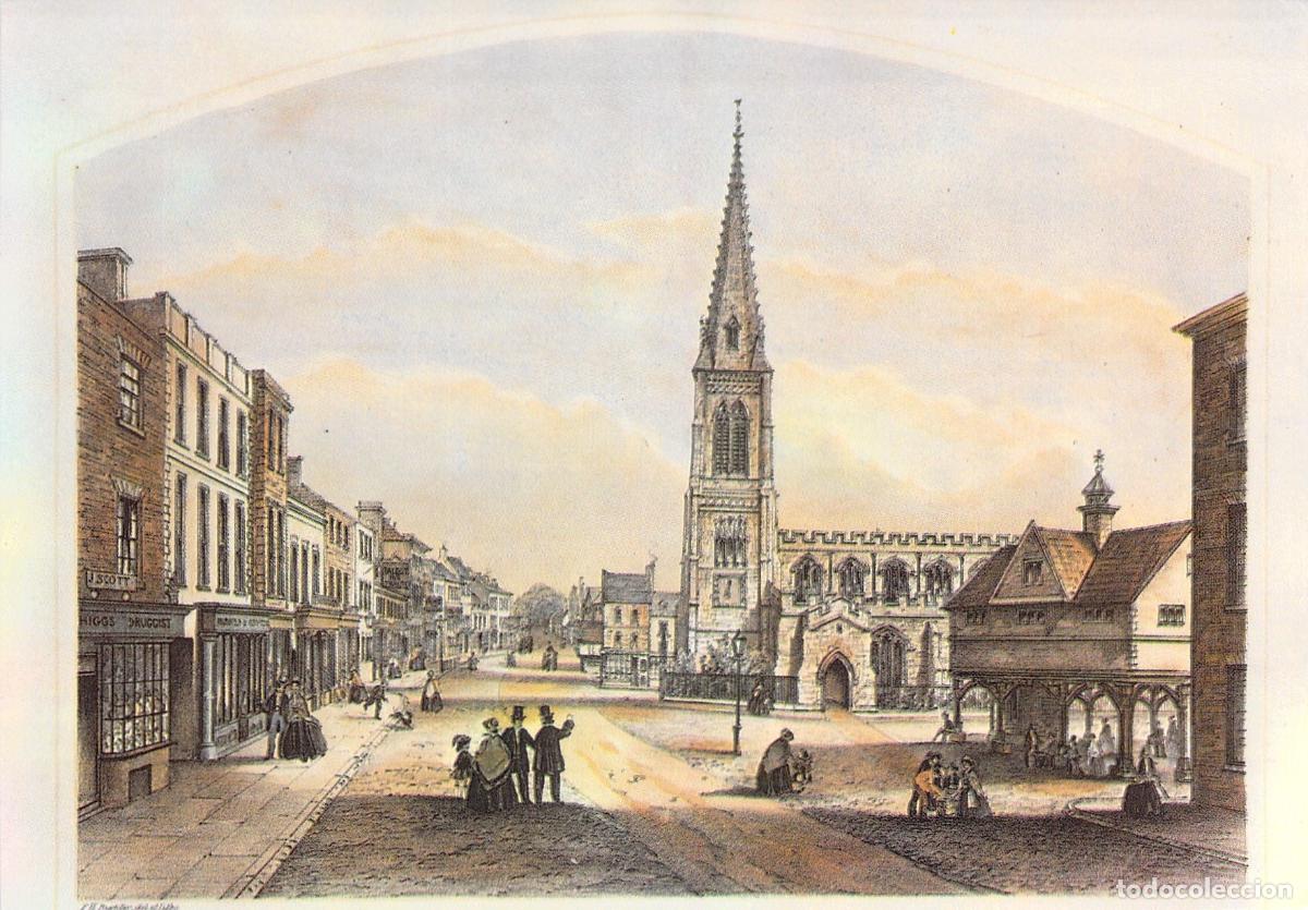 Postcards: Postal Market Harborough, Gran Breta&ntilde;a - Litograf&iacute;a de E. H. Buckler, Leicestershire