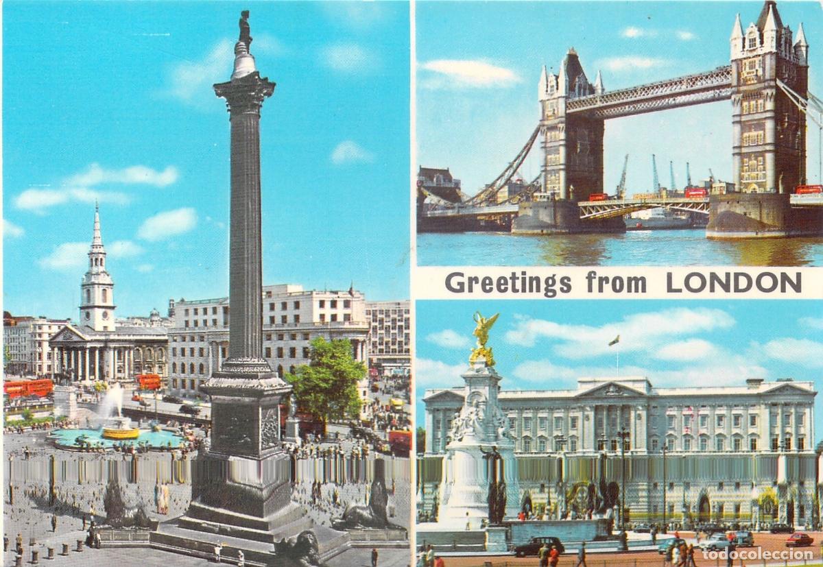 Cartes Postales: Postal Londres Multi-Vista Columna Nelson Tower Bridge Palacio Buckingham