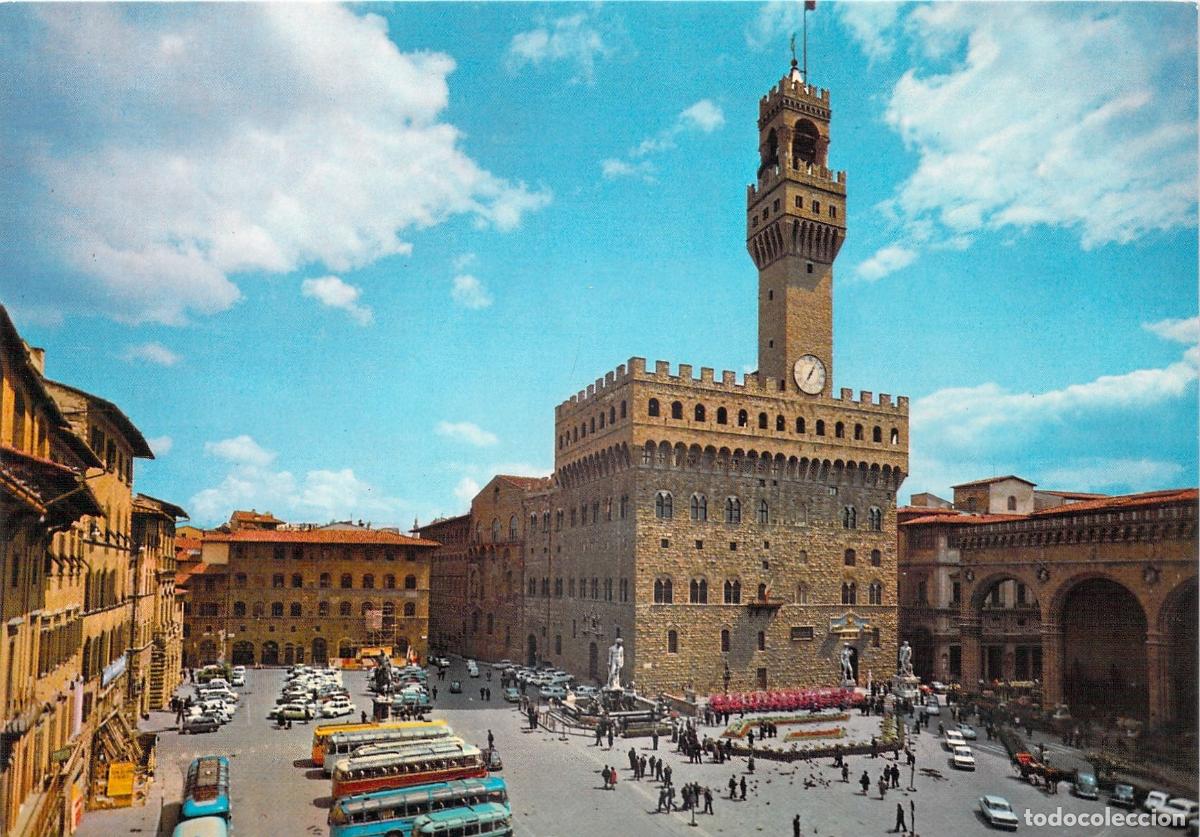 Cartes Postales: Postal Florencia Italia, Plaza de la Se&ntilde;or&iacute;a, Palazzo Vecchio, Arquitectura