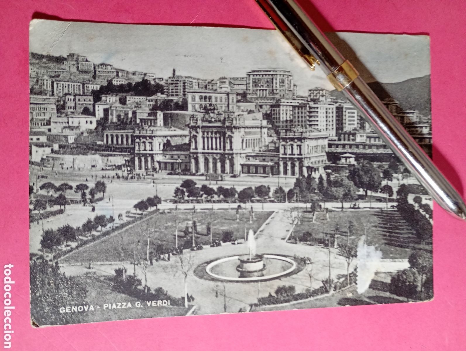 Postales: Postal vintage G&eacute;nova &ndash; Piazza G. Verdi, b/n mate, Ediz. S.A.F. Milano, 1950 - R1300