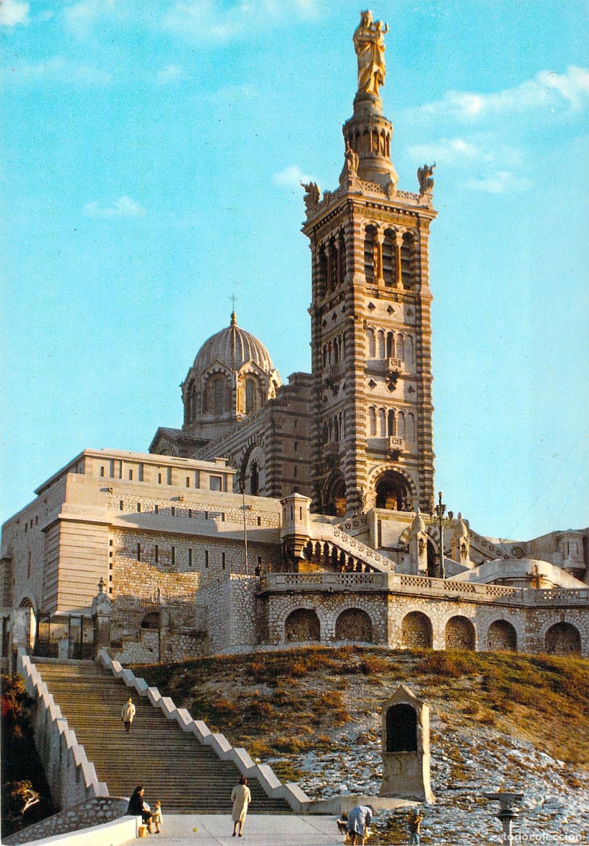 Cartes Postales: Postal Bas&iacute;lica Notre-Dame de la Garde, Marsella, Francia. Vista externa.