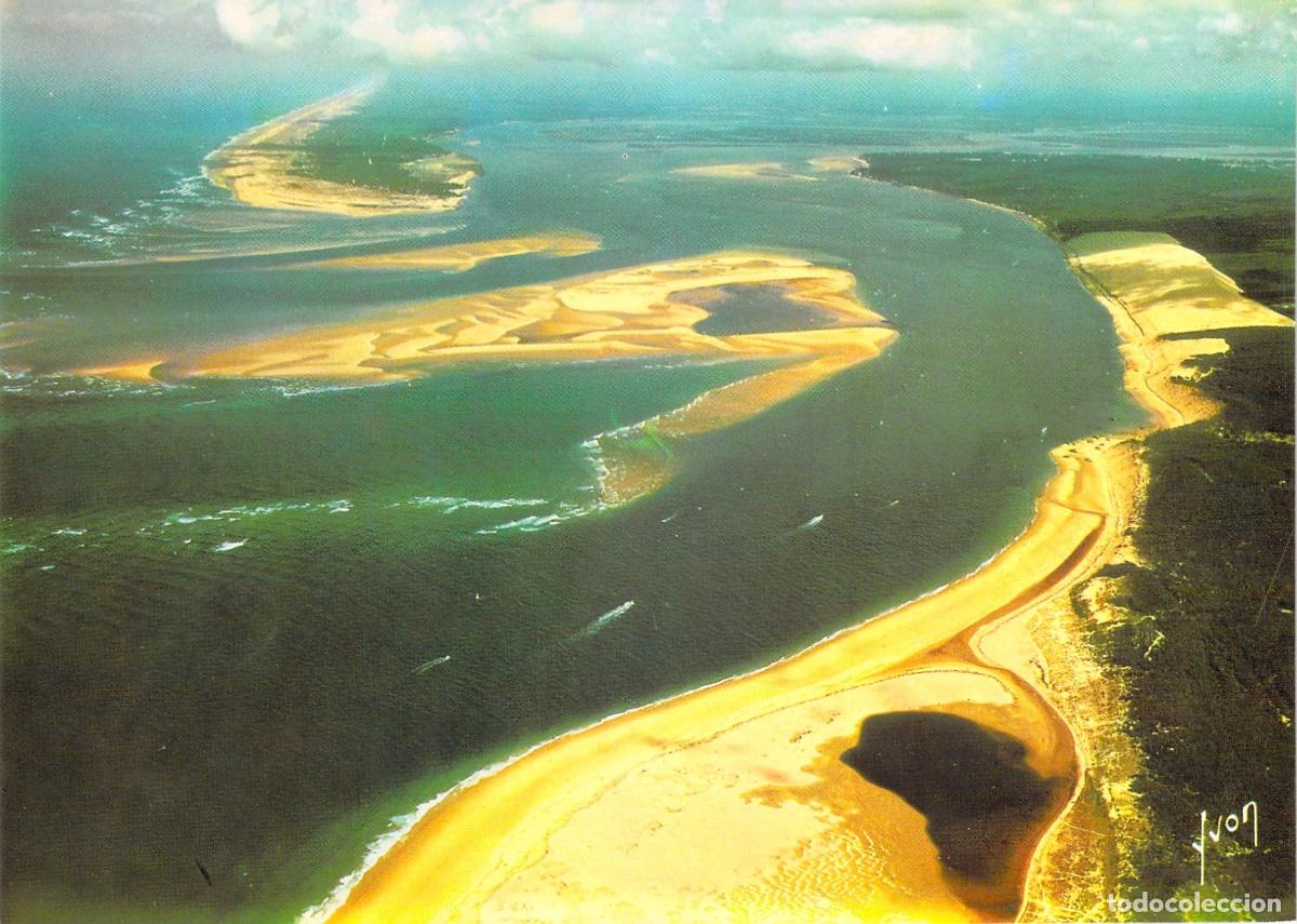 Postales: Postal A&eacute;rea Arcachon Francia, Entrada a la Bah&iacute;a, Duna de Pyla, Cap-Ferret